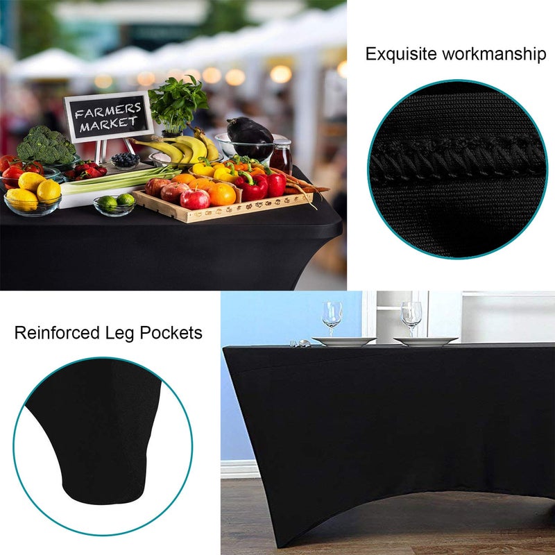 RELIANCER 1 Pack Stretch Spandex Table Covers for Rectangular Tables,4FT Elastic Fitted Tablecloth,Universal Rectangular Table Cloth Protector for Outdoor Party,Wedding,Bar,Birthday,Banquet,Events - Image 5